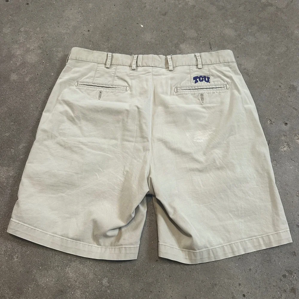 Peter Millar Shorts Men 36 Tan‎ TCU Horned Frogs Embroidered Chino Flat Front